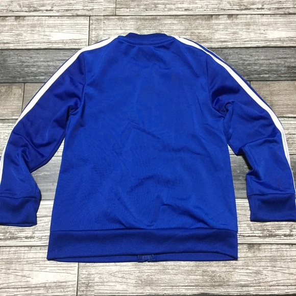 Adidas track jacket kids size 6 blue white 3 stripe full zip - Picture 4 of 9